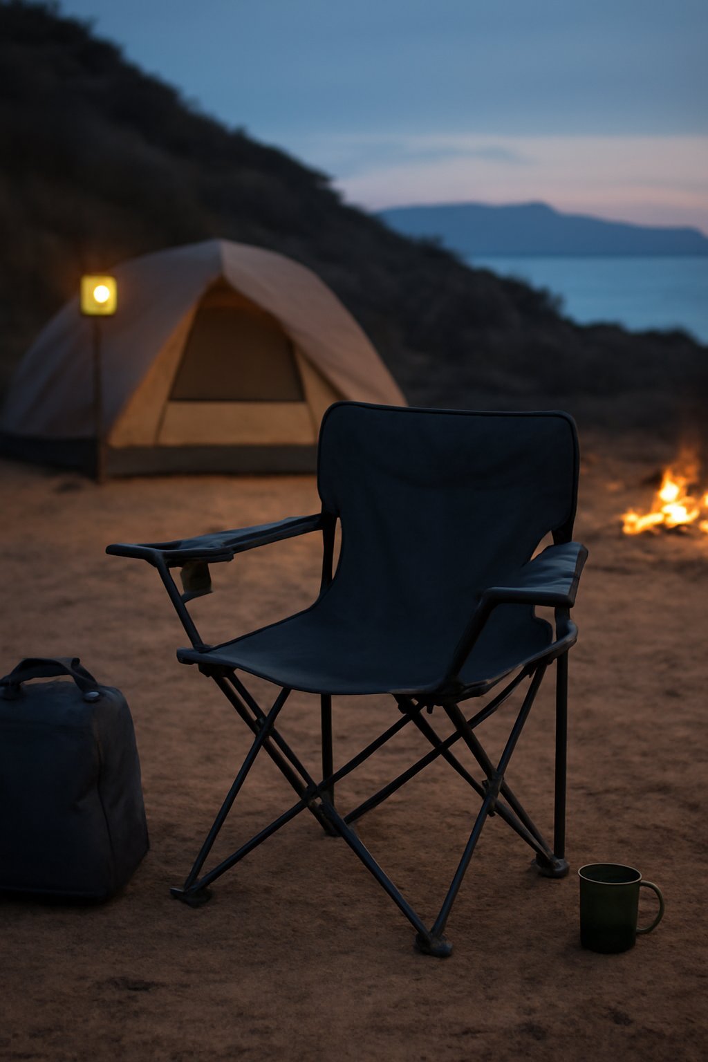 Campingstuhl mit Armlehnen verstellbar