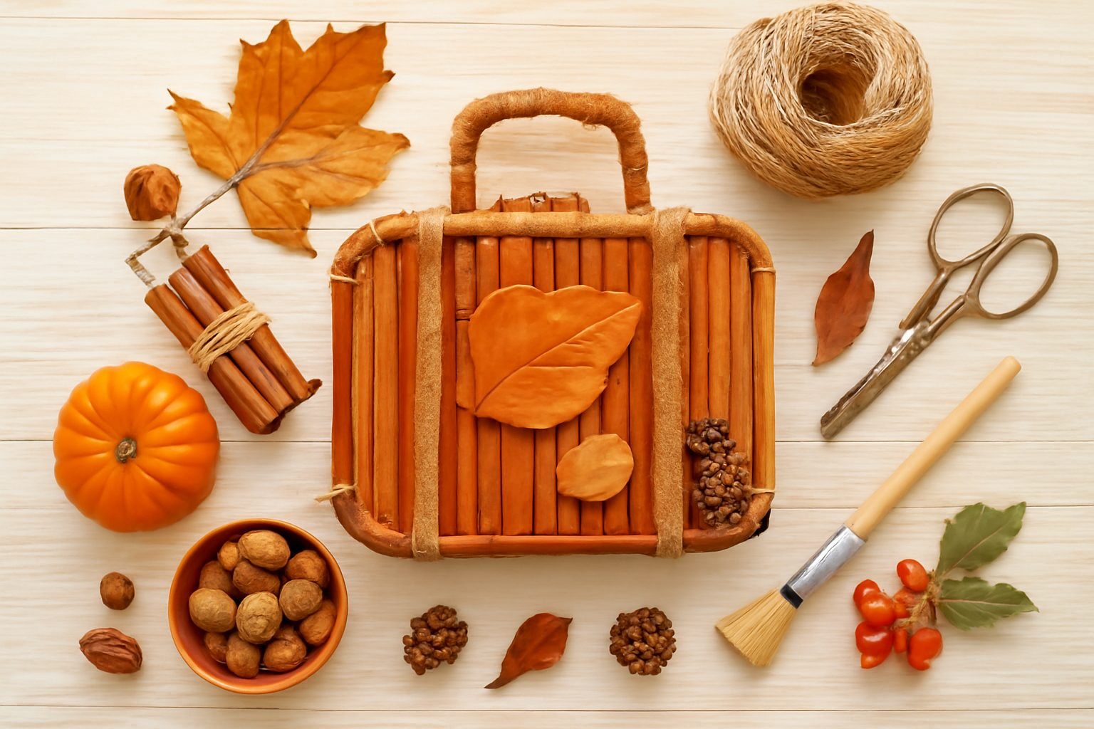 Herbstdeko basteln Naturmaterialien fürs Ferienhaus